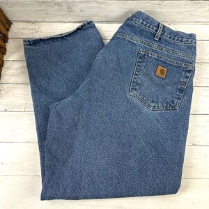Carhartt B172 DST Flannel Lined Jeans Blue Denim Mens 42x30 (measures 40x29) IRR